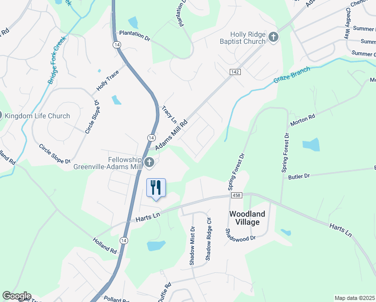 map of restaurants, bars, coffee shops, grocery stores, and more near 826 Appleby Drive in Simpsonville