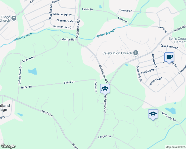 map of restaurants, bars, coffee shops, grocery stores, and more near 175 Butler Drive in Simpsonville