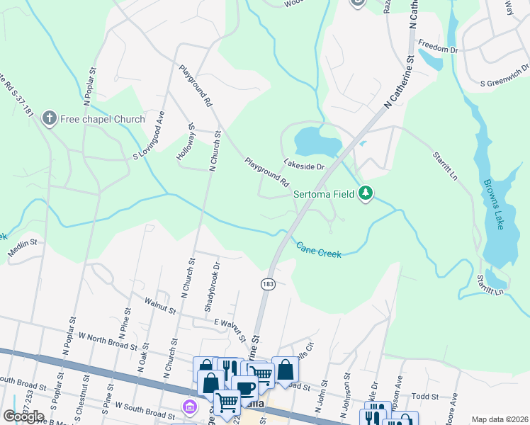 map of restaurants, bars, coffee shops, grocery stores, and more near 54 Abbott Lane in Walhalla