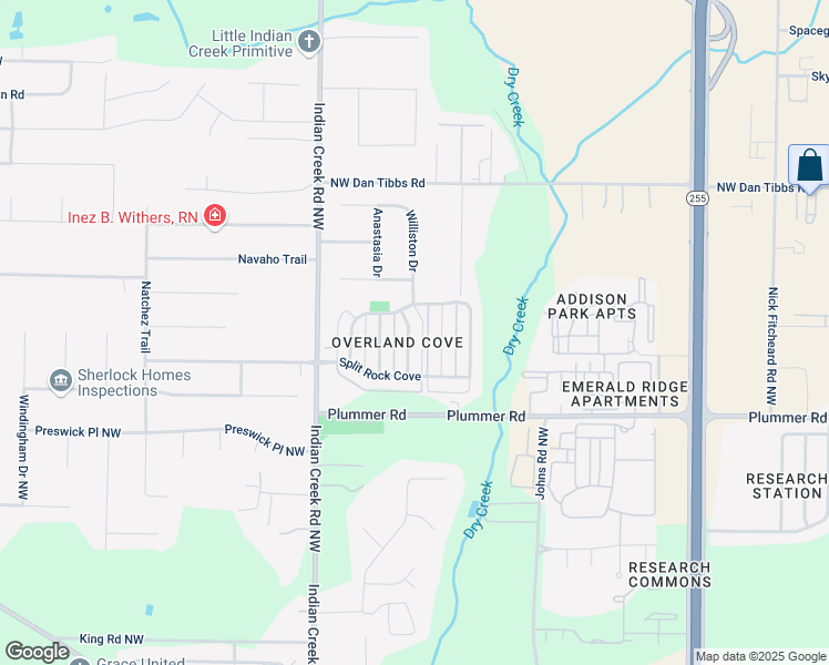 map of restaurants, bars, coffee shops, grocery stores, and more near 1034 Cresent Falls in Huntsville