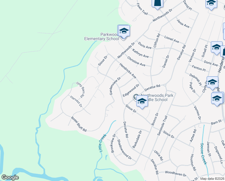 map of restaurants, bars, coffee shops, grocery stores, and more near 720 Gardenview Drive in Jacksonville