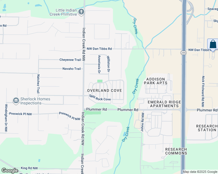 map of restaurants, bars, coffee shops, grocery stores, and more near 1034 Cresent Falls in Huntsville