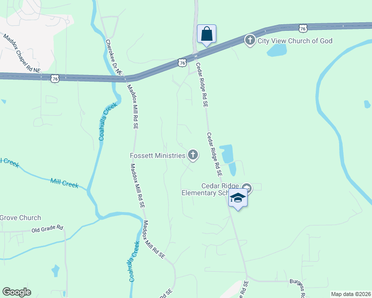 map of restaurants, bars, coffee shops, grocery stores, and more near 311 Lakeview Drive Southeast in Dalton