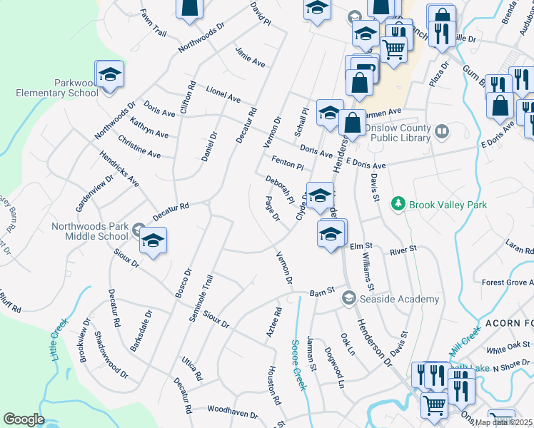 map of restaurants, bars, coffee shops, grocery stores, and more near 708-710 Page Drive in Jacksonville