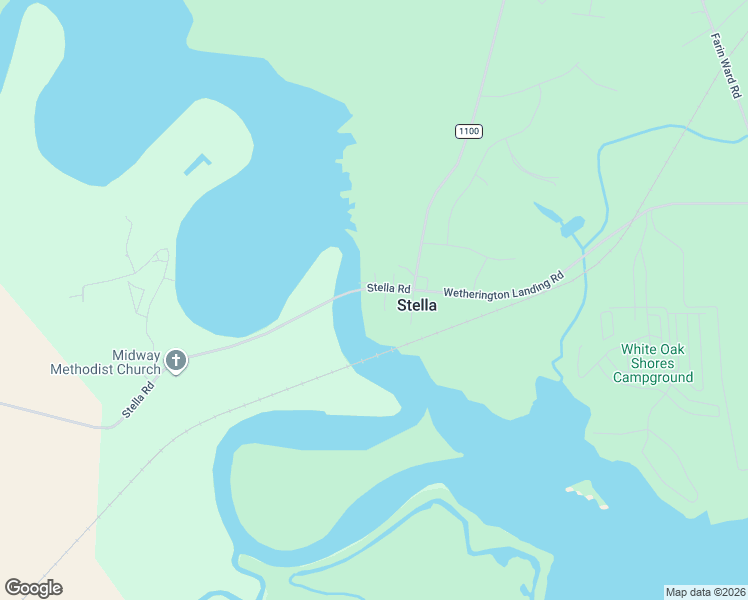 map of restaurants, bars, coffee shops, grocery stores, and more near 110 Wetherington Landing Road in Stella