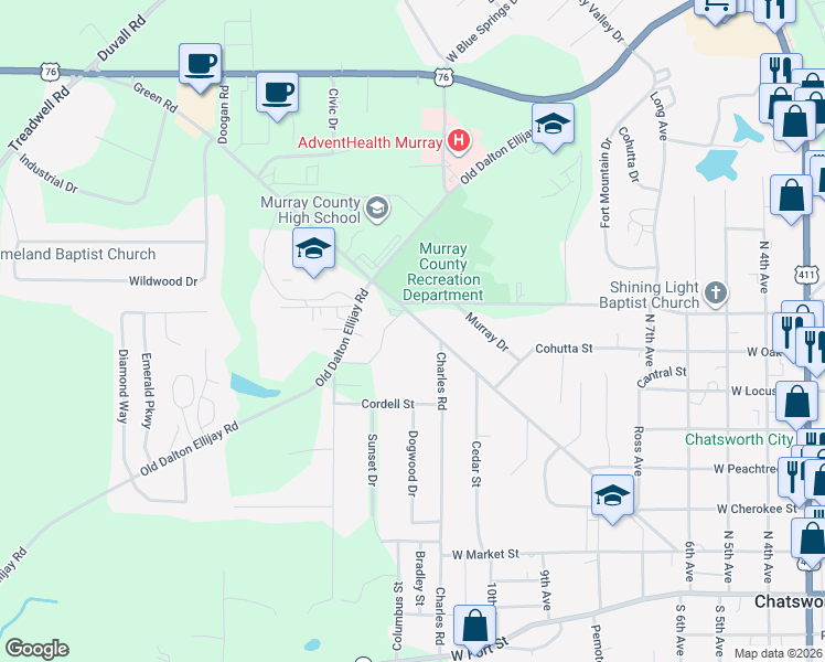 map of restaurants, bars, coffee shops, grocery stores, and more near 908 Green Road in Chatsworth