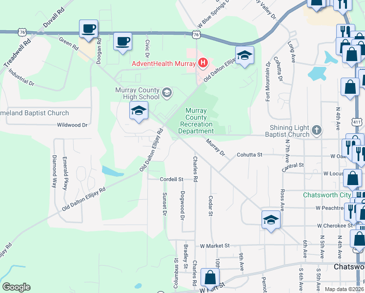 map of restaurants, bars, coffee shops, grocery stores, and more near 908 Green Road in Chatsworth
