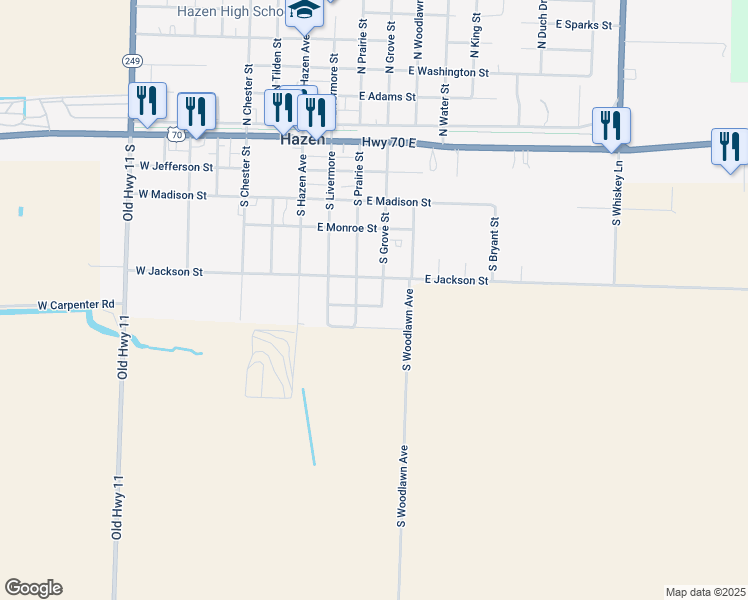 map of restaurants, bars, coffee shops, grocery stores, and more near 282 Harrison Street in Hazen