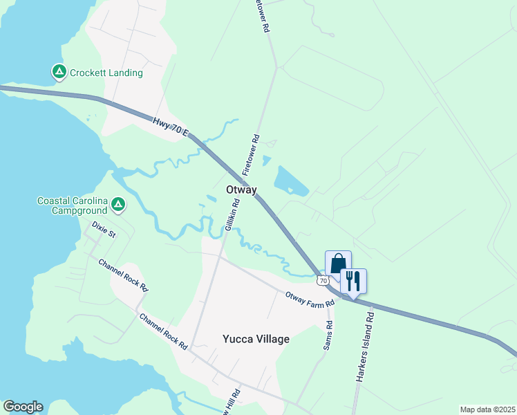 map of restaurants, bars, coffee shops, grocery stores, and more near 509 U.S. 70 in Beaufort