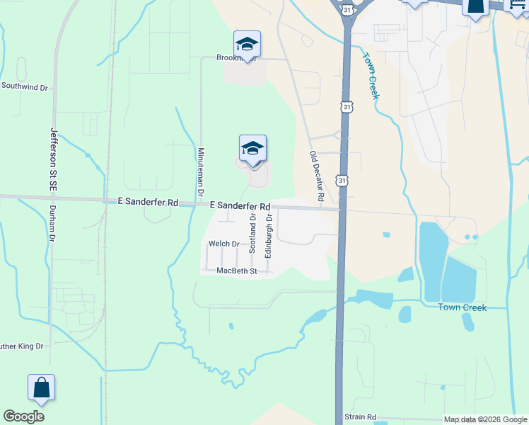 map of restaurants, bars, coffee shops, grocery stores, and more near 100 Edinburgh Drive in Athens