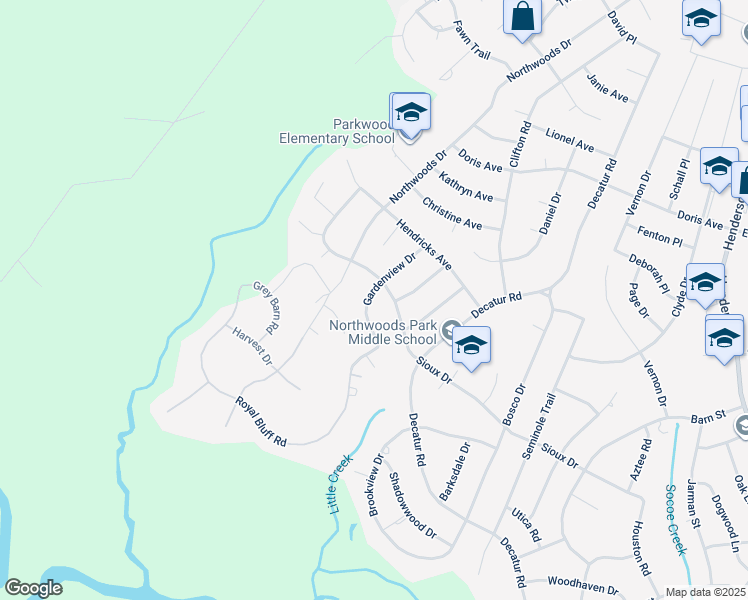 map of restaurants, bars, coffee shops, grocery stores, and more near 722 Gardenview Drive in Jacksonville