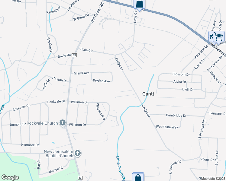 map of restaurants, bars, coffee shops, grocery stores, and more near 22 Wrangler Way in Greenville