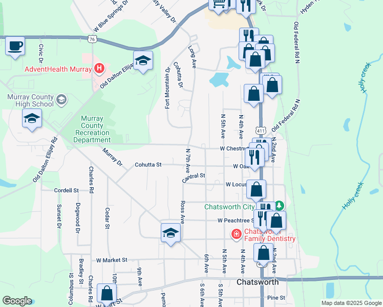 map of restaurants, bars, coffee shops, grocery stores, and more near 708 North 7th Avenue in Chatsworth
