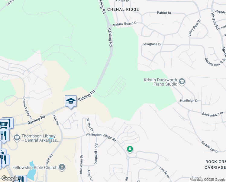 map of restaurants, bars, coffee shops, grocery stores, and more near Rahling Road in Little Rock
