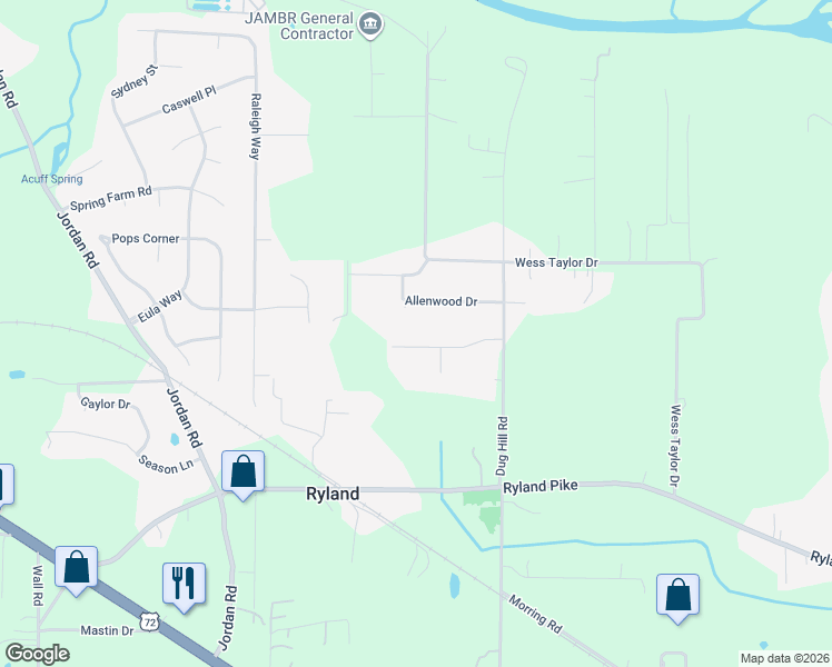 map of restaurants, bars, coffee shops, grocery stores, and more near 119 Claymore Drive in Huntsville
