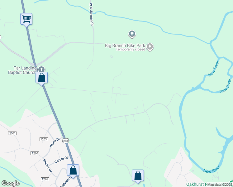 map of restaurants, bars, coffee shops, grocery stores, and more near 1182 Old Tar Landing Road in Jacksonville