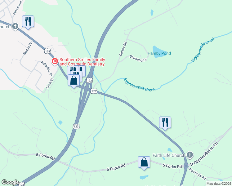map of restaurants, bars, coffee shops, grocery stores, and more near 7537 Moorefield Memorial Highway in Liberty