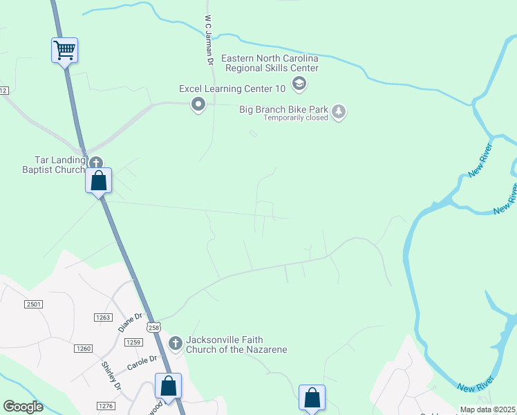 map of restaurants, bars, coffee shops, grocery stores, and more near 1115 Old Tar Landing Road in Jacksonville