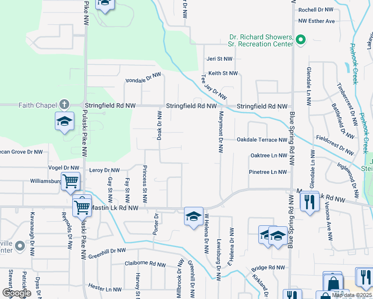 map of restaurants, bars, coffee shops, grocery stores, and more near 3006 Forsythe Drive Northwest in Huntsville