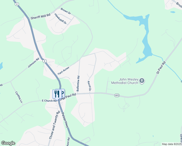 map of restaurants, bars, coffee shops, grocery stores, and more near 115 Ascot Drive in Easley