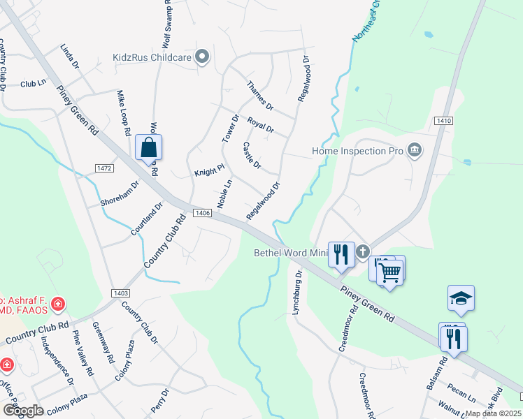 map of restaurants, bars, coffee shops, grocery stores, and more near 202 Regalwood Drive in Jacksonville