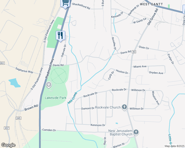 map of restaurants, bars, coffee shops, grocery stores, and more near 505 Davis Road in Piedmont