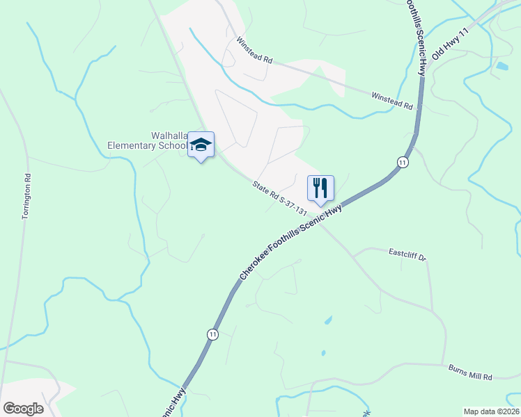 map of restaurants, bars, coffee shops, grocery stores, and more near 130 Raleighs Lane in West Union