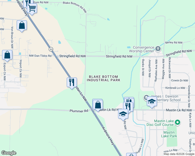 map of restaurants, bars, coffee shops, grocery stores, and more near 100-182 Blake Bottom Road Northwest in Huntsville