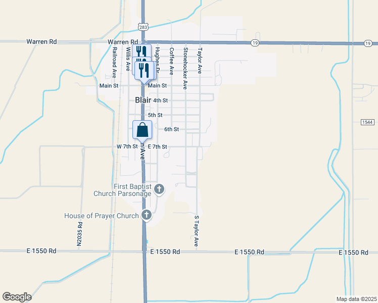 map of restaurants, bars, coffee shops, grocery stores, and more near 810 Stonehocker Avenue in Blair