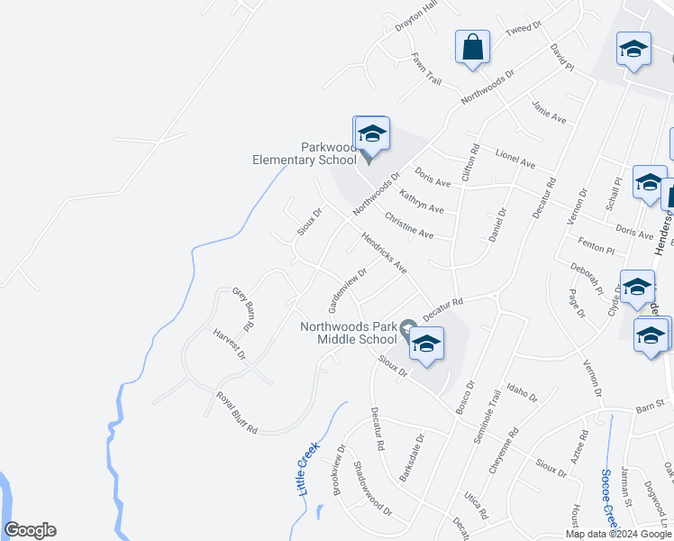 map of restaurants, bars, coffee shops, grocery stores, and more near 1102 Sioux Drive in Jacksonville