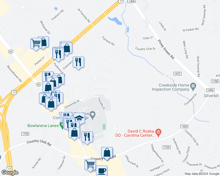 map of restaurants, bars, coffee shops, grocery stores, and more near 211 Converse Drive in Jacksonville