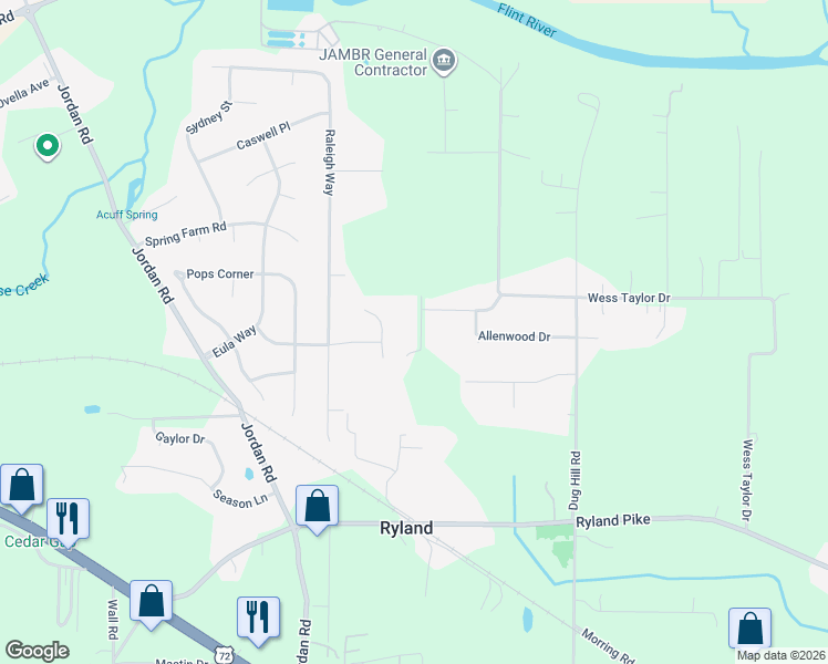 map of restaurants, bars, coffee shops, grocery stores, and more near 204 Evelyn Drive in Huntsville