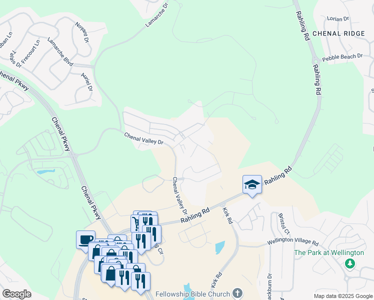 map of restaurants, bars, coffee shops, grocery stores, and more near 1 Chenal Heights Drive in Little Rock