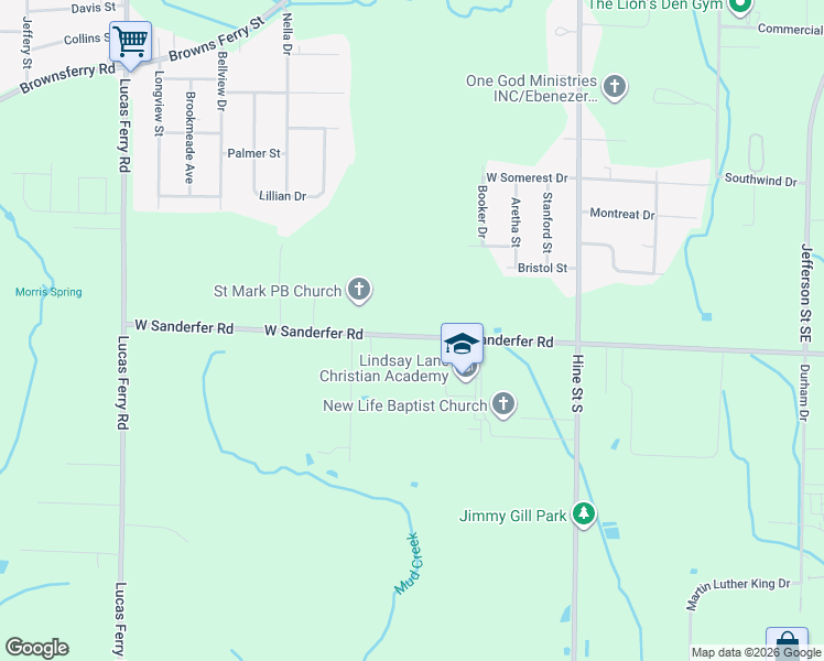 map of restaurants, bars, coffee shops, grocery stores, and more near 720 Sanderfer Road West in Athens