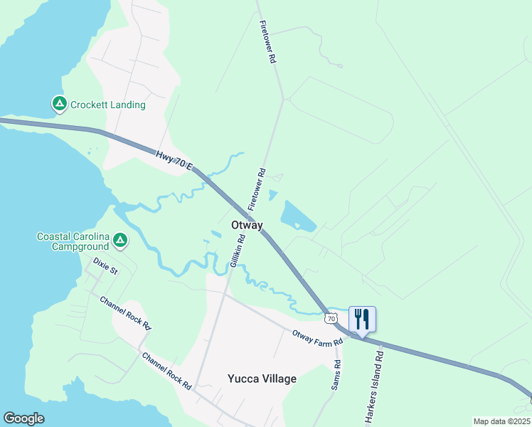map of restaurants, bars, coffee shops, grocery stores, and more near 509 U.S. 70 in Beaufort