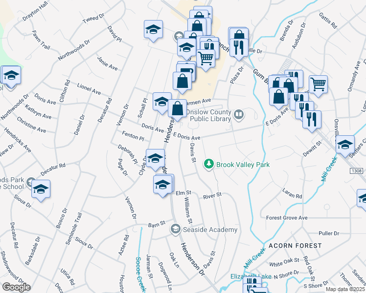map of restaurants, bars, coffee shops, grocery stores, and more near 816 Williams Street in Jacksonville