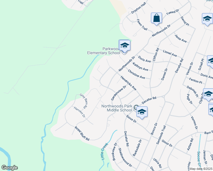 map of restaurants, bars, coffee shops, grocery stores, and more near 3014 Northwoods Drive in Jacksonville