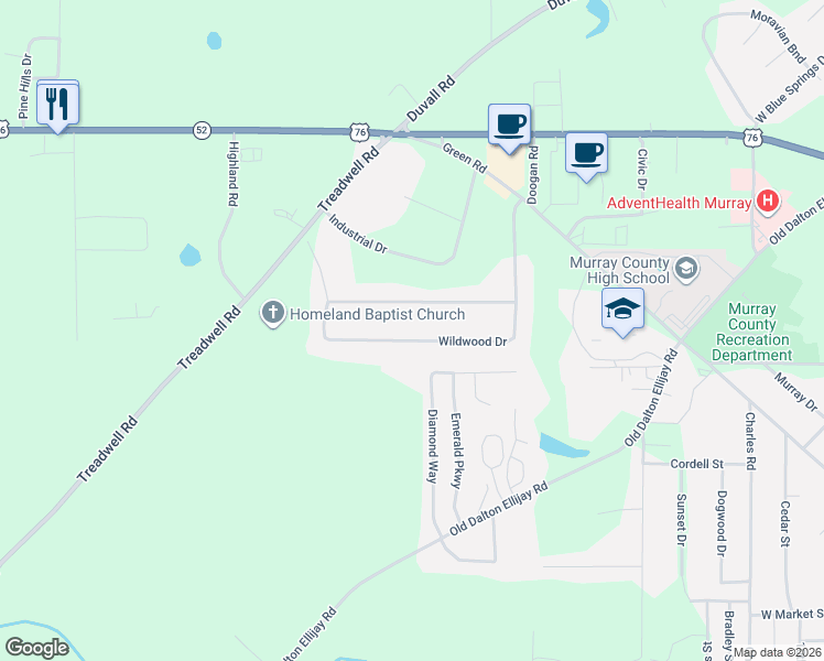 map of restaurants, bars, coffee shops, grocery stores, and more near 515 Wildwood Drive in Chatsworth