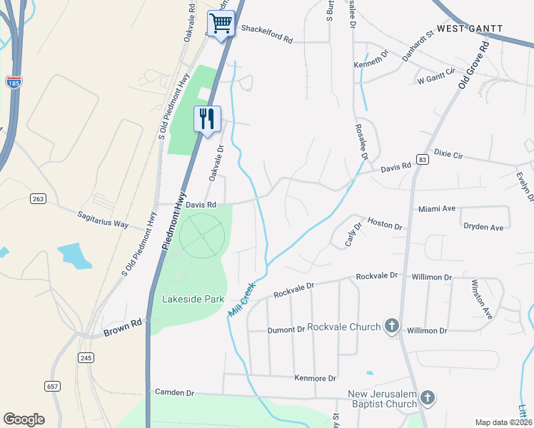 map of restaurants, bars, coffee shops, grocery stores, and more near 567 Davis Road in Piedmont