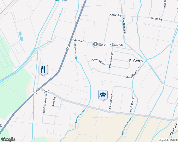 map of restaurants, bars, coffee shops, grocery stores, and more near 11 Alegre Court in Los Lunas