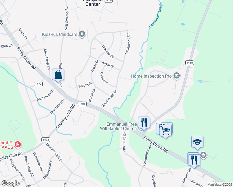 map of restaurants, bars, coffee shops, grocery stores, and more near 214 Regalwood Drive in Jacksonville