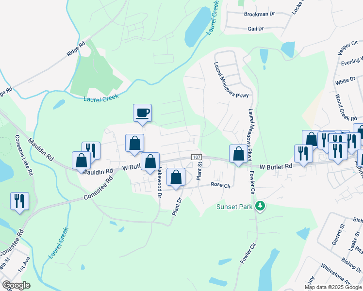 map of restaurants, bars, coffee shops, grocery stores, and more near 2 Plant St in Greenville
