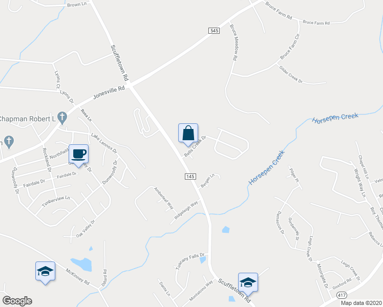 map of restaurants, bars, coffee shops, grocery stores, and more near 100 Bells Creek Drive in Simpsonville