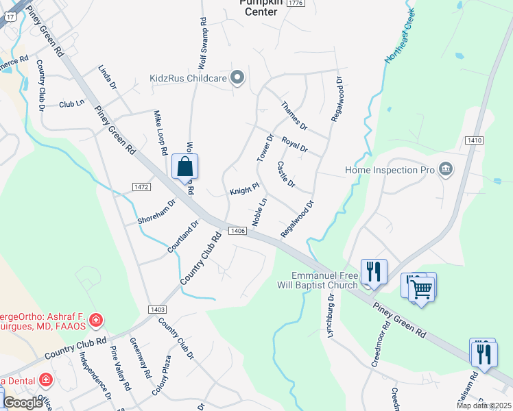 map of restaurants, bars, coffee shops, grocery stores, and more near 211 Noble Lane in Jacksonville