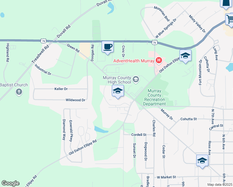 map of restaurants, bars, coffee shops, grocery stores, and more near 1001 Green Road in Chatsworth