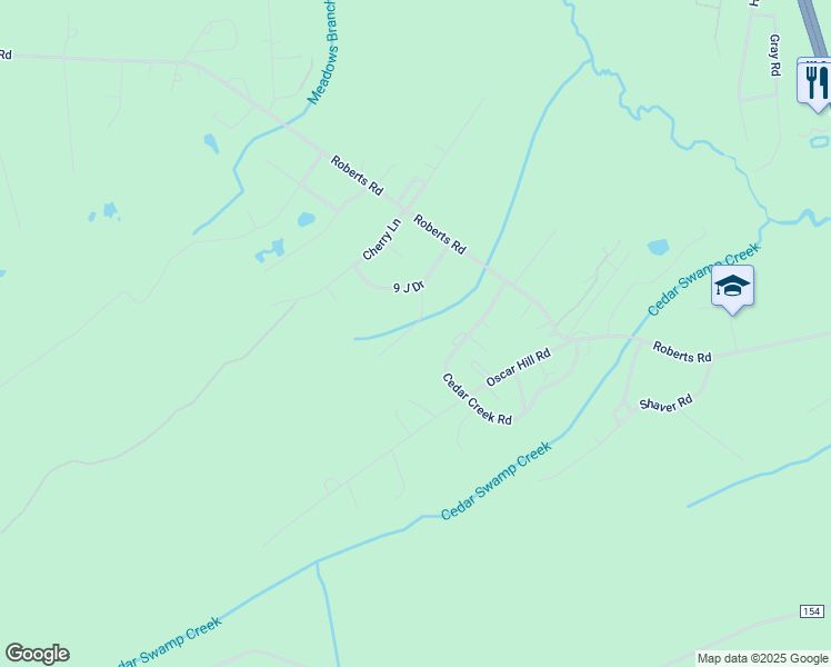 map of restaurants, bars, coffee shops, grocery stores, and more near 105 Timberland Drive in Newport
