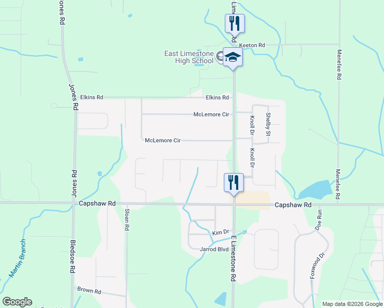 map of restaurants, bars, coffee shops, grocery stores, and more near 26745 McLemore Circle in Harvest
