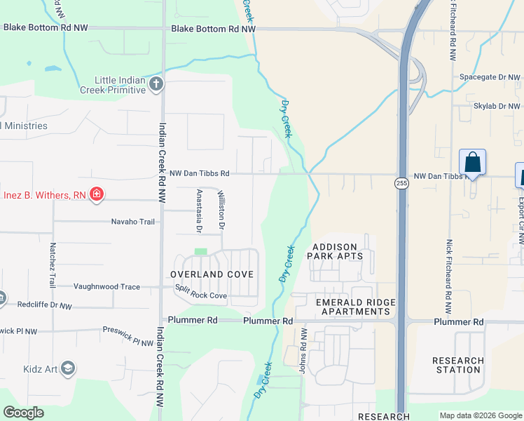 map of restaurants, bars, coffee shops, grocery stores, and more near 112 High Noon Lane in Huntsville