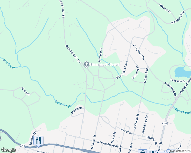 map of restaurants, bars, coffee shops, grocery stores, and more near 108 Lighthouse Road in Walhalla
