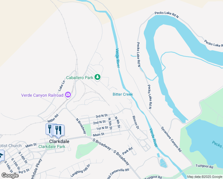 map of restaurants, bars, coffee shops, grocery stores, and more near 420 River Drive in Clarkdale